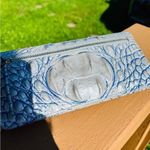 Brahmin  Melbourne Croc Embossed Leather Wallet Blue Gray Snap Closure Photo 1