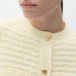 Mango Knitted Cardigan Vest with Jewel Buttons Women’s Size M Light Yellow Photo 2