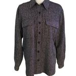 Ann May Size S Woven Textured 100% Silk Button Front Up Shirt Top Black White Photo 0