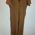 Madewell MWL coverall loungewear brown short sleeve button up jumpsuit Photo 3