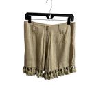 Angel Premium Shorts Large Beige Linen Embroidered Boho Festival Tassel Fringe Tan Photo 1