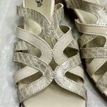 Easy Street  Women's Beige Cream Strappy Faux Snakeskin Sandals Neutral Classic Photo 4