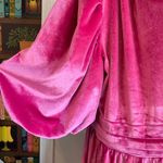 Boohoo Plus Hot Pink Velour Plunge Puff Sleeve Skater Dress Size US Photo 3