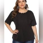 Women's Tops Round Neck Short Sleeve Solid Elegant Casual Tunic Sz large Black Photo 0