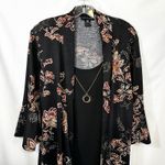 Stella Julie Plus Size 16W Top Boho Floral Shrug Necklace Bell Sleeve Black 1428 Photo 4