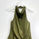 Elliatt  Camo Asymmetric Satin Cocktail Dress in Khaki Size Large Photo 5