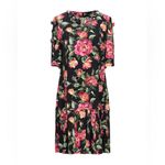 Dolce & Gabbana  Black Dress with Pink and Green Floral Design Photo 11