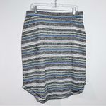 Talbots T By Striped Midi Skirt Curved Hem Elastic Waist Size Large Petite Photo 1
