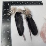 Boho Long Black Real Feather Earrings Photo 4