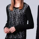 Vera Wang Simply  Lace Tunic Top Gray White - Medium Photo 0