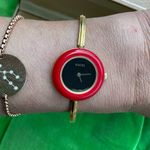 Gucci Gold and Green Watch with Interchangeable Bezels Photo 1