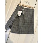 Uniqlo Ines De La Fressange X Plaid Wrap Skirt Size 2 Gray & Blue Wool Blend NEW Photo 2