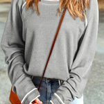 ASVID Set/2 Tunic Waffle Knit Long Sleeve Shirt Top Contrast Stitch Casual 2X # Black Size XXL Photo 0