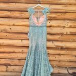 Mac Duggal 79230 Embellished Feather Cap Sleeve Illusion Neck Trumpet Gown Photo 7