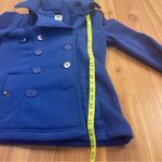579 Royal Blue Double Breasted Pea Coat Jacket Pockets size Medium 90s y2k Cozy Photo 9