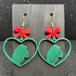 Heart Mitten Christmas Earrings with Red Bow 🎄✨ Photo 0