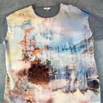 cj banks  Shirt Women's 1X City Scene Print Short Sleeve Knit Blouse Photo 2