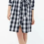 J.Crew Dress Womens Size 0 Gingham Plaid Button Down Shirt Dress Belted Black Photo 0