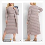 Lane Bryant Striped Hacci Scoop Neck Belted Midi Dress Photo 1