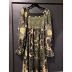 Farm Rio RARE  Green Borogodo Dress Long Tropical Smocking Beaded Tassel Size XS Photo 2