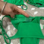 White Fox Boutique White Fox Swim Bikini Set kelly green beaded triangle top tie bottoms cheeky Photo 6