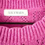 Lily Mae Boutique Ruffle Front Crew Neck Sweater in Bright Pink Photo 4