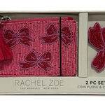 Rachel Zoe Beaded Coin Purse & Bow Charm Set | Pink | New in Box Photo 0