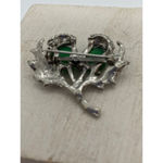 American Vintage Vintage 1960s Celtic Thistle Flower Green Silver Scottish Lucite Brooch Photo 2