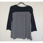 Loft Ann Taylor L Flowy Floral Back Sweater 3/4 Sleeve Rib Knit Mixed Media Photo 1