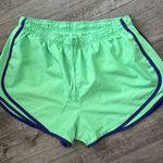 Nike  Women's Dri-Fit Green Athletic Shorts with Purple Trim Photo 0