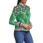 Alice + Olivia  Women's Willa Mandala Blouse Boho Romance Jade Print Size XL Photo 1
