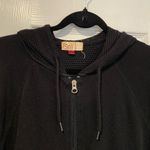 SO  Size L Black Sheer Mesh Back Long Sleeve Full Zip Hoodie Knit Sweatshirt Photo 1