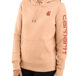 Carhartt  Relaxed Fit Hoodie Womens Large Peach Sweatshirt Logo‎ Sleeve Photo 0