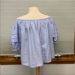 American Eagle  Outfitters NWT Blue Floral Embroidered Off The Shoulder Top Photo 5