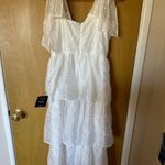 Lulus White Tie Strap Dot Bustier Midi Dress Photo 5