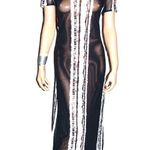Cha Cha Vente Black Gray Sheer High Slit Dress S Photo 2