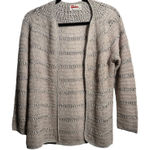 Hand Crocheted Mohair Blend Cardigan Sweater Womens M Beige Dusty Pink Knit SEE Tan Size M Photo 0