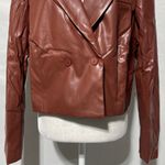 Area Stars New Faux Leather Double Breasted Cropped Jacket Brown Size Large Photo 6