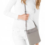 Calvin Klein Michael Kors Riley Crossbody Bag Handbag Med Pebble Gray Leather Photo 0