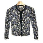 Tory Burch Blue Floral Lightweight Button Down Cardigan Sweater XS Photo 2