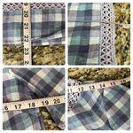 Chico's  Crochet-Detail Gingham Linen Popover Top Beach Boho Modest Mature Prep 0 Photo 5