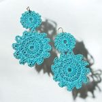 Roberta Roller Rabbit ROLLER RABBIT Macrame Earring Sky Blue Hook Crochet Boho Casual NEW Photo 1