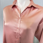 H&M Satin Button-Down Shirt in Blush Photo 0