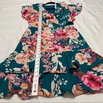 Ny Collection Teal Pink Floral V Neck Dress Photo 7