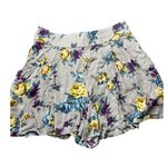 Free People Purple Yellow Floral Print Zip Up Flowy Baggy Zip Up Shorts Size 4 Photo 0