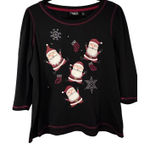 Onque Casual Womens Black Santa Claus Christmas 3/4 Sleeve L Holiday Lightweight Size L Photo 0