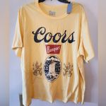 Hybrid Apparel  Coors Banquet Beer T-Shirt Yellow, Size womens 1x Vintage Design Photo 0