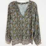 Faherty Fairfield Border Naomi Blouse Top Button Front Size Medium Photo 1