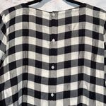 Loft Gingham back buttoned blouse lantern sleeves M black white check pullover Photo 6