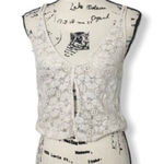 Reformation  White Crochet Cropped Tank Top Women’s Size Small Keyhole Front Doub Photo 0